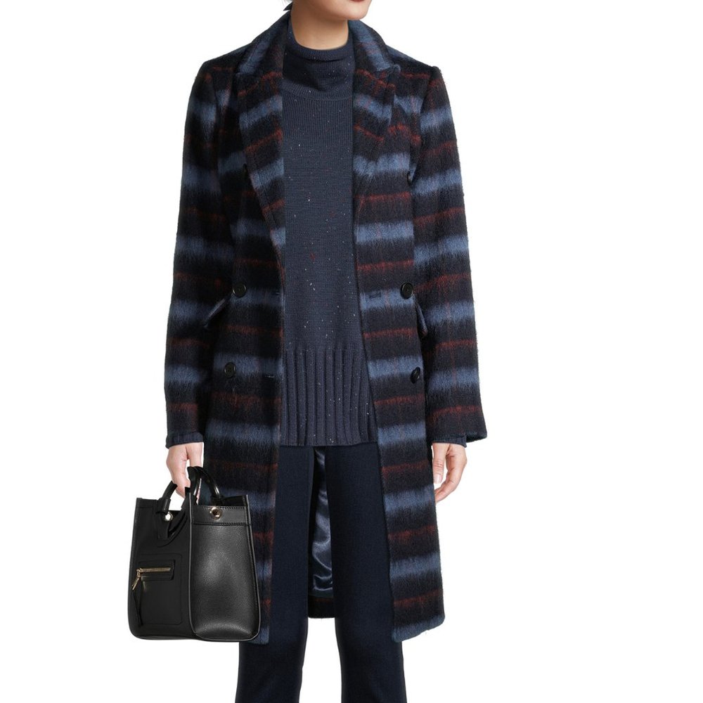 New BCBGeneration Wool Plaid Long Coat. - Picture 4 of 15